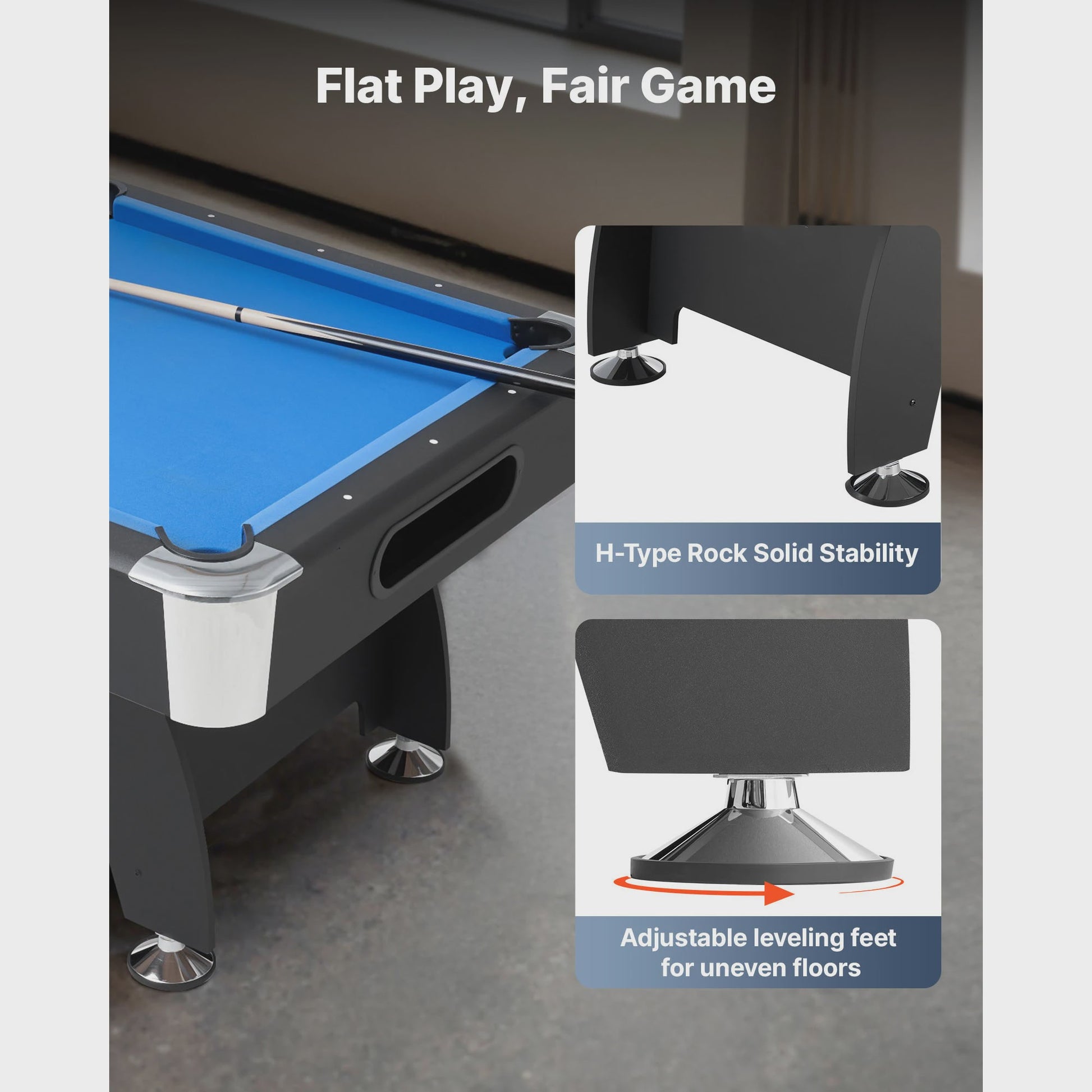 7ft Pooltafel Blauw Laken - Draagbaar & Stabiel met Complete Accessoireset