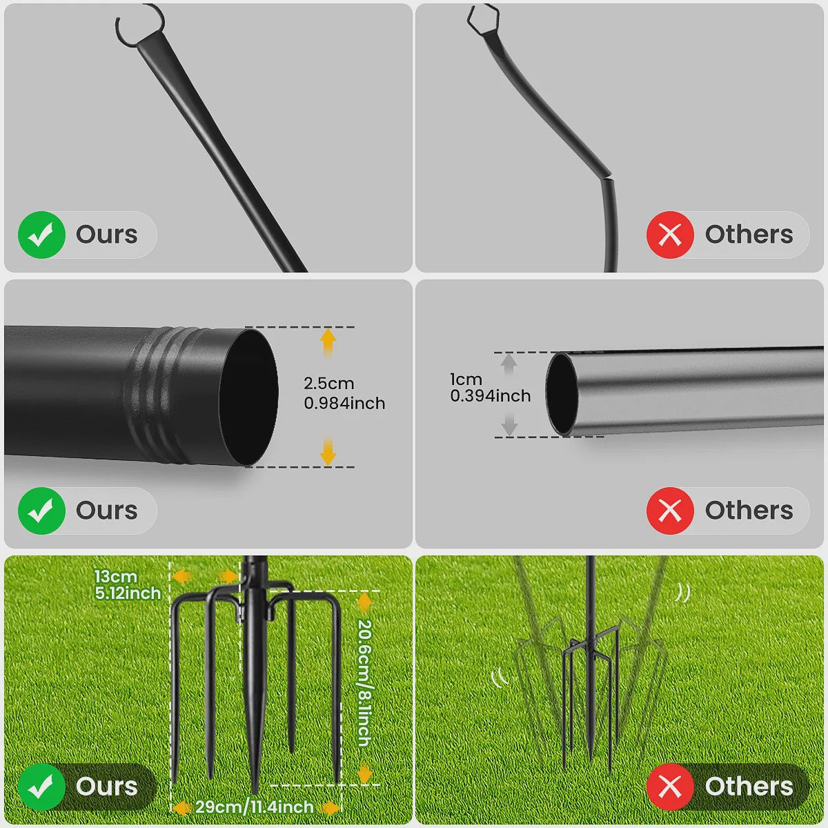 10FT Metalen Verstelbare Paal voor Slingerlichtjes - Waterdicht & Robuust