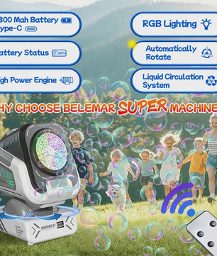 Automatische Bellenblaasmachine met Afstandsbediening, RGB Verlichting en 1800mAh Batterij