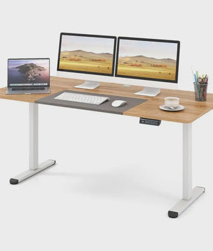 Elektrisch Zit-Sta Bureau 140x70cm Natuurlijk Hout - Ergonomisch Verstelbaar Bureau