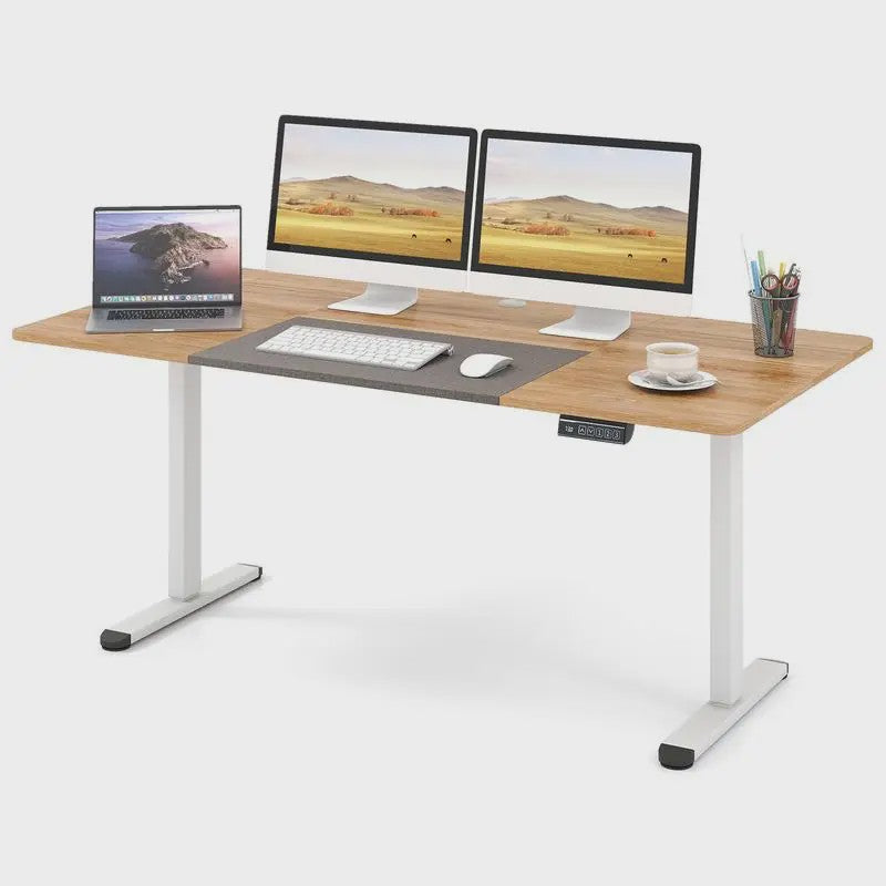 Elektrisch Zit-Sta Bureau 140x70cm Natuurlijk Hout - Ergonomisch Verstelbaar Bureau