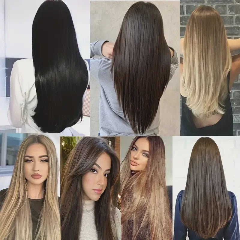 Synthetische Haarverlenging Set: 6 Delen Clip-in Extensions 60cm Lang & Steil