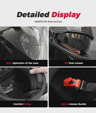 KEMITOUR Integraal Motorhelm ECE Goedgekeurd - Volledig Gelaat - Street & Racing