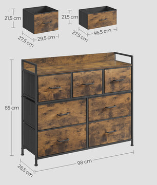 Industrieel Dressoir met 7 Lades en Metalen Frame - Rustiek Houtdesign