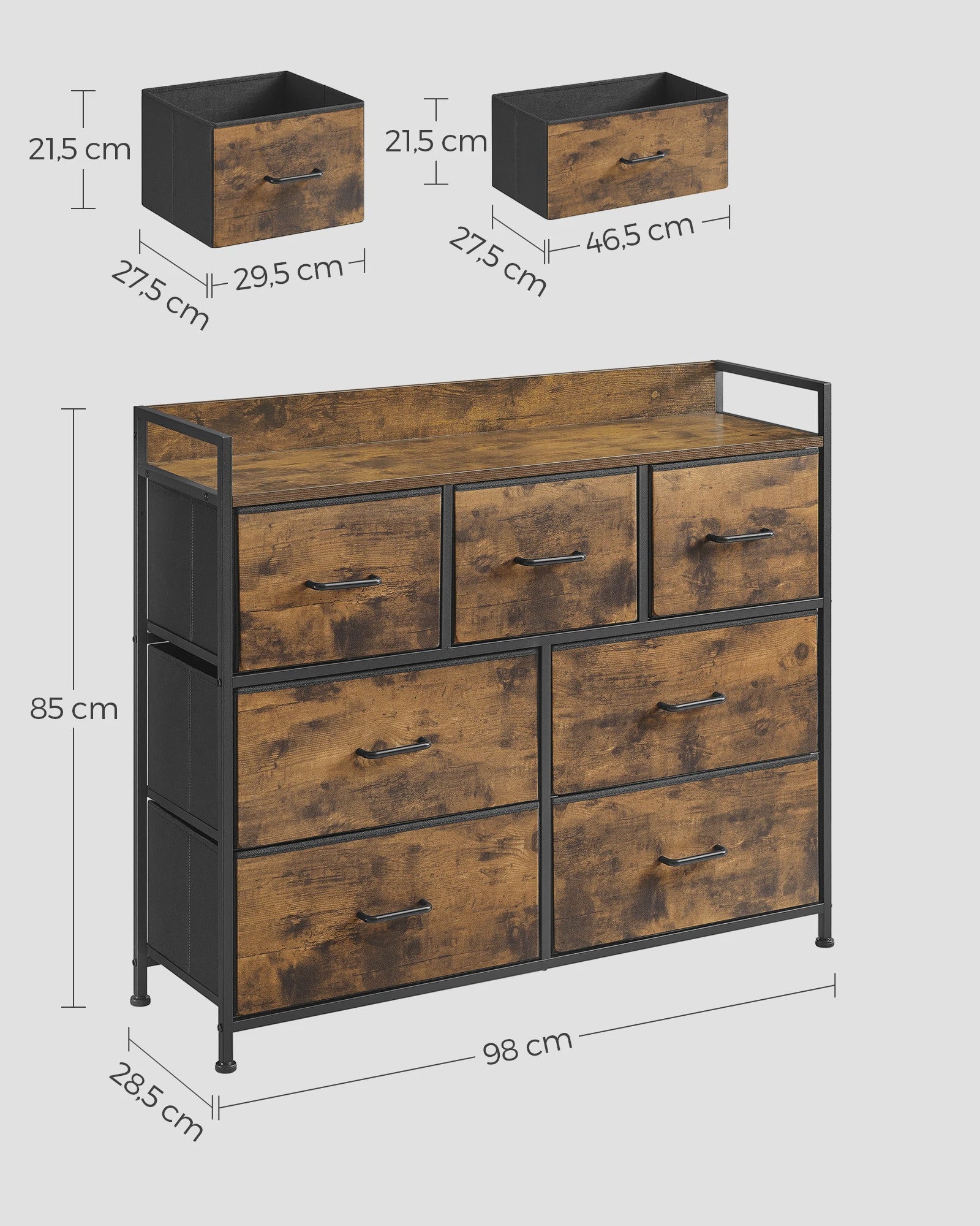 Industrieel Dressoir met 7 Lades en Metalen Frame - Rustiek Houtdesign