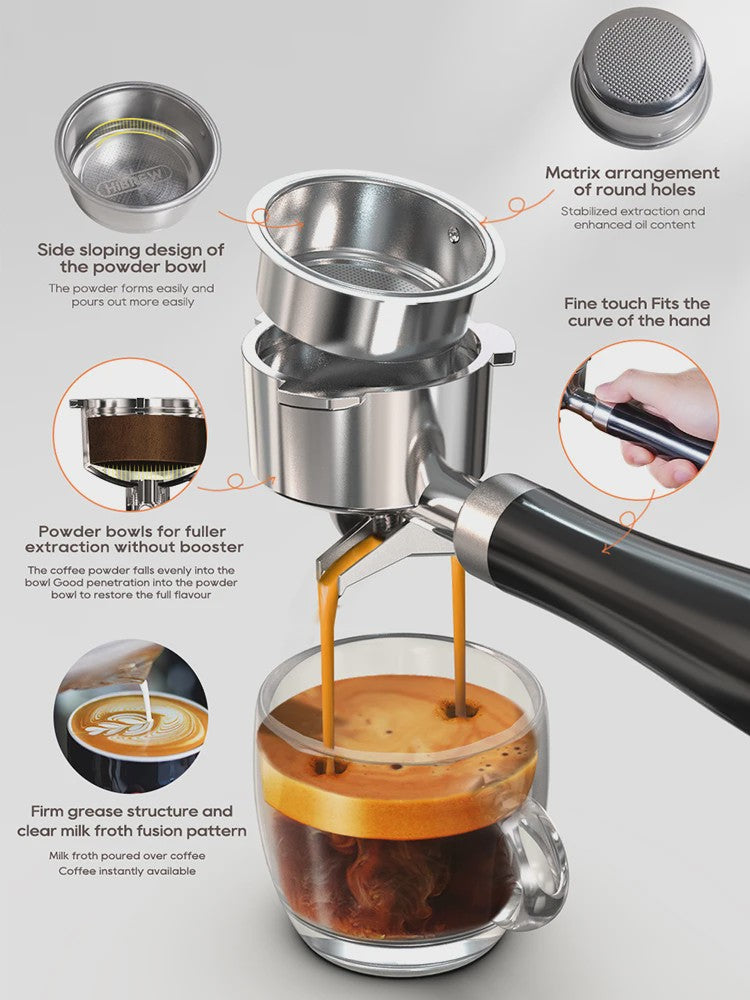 HiBREW H10B Espresso Machine: 20 Bar, Instelbare Temperatuur, Koud & Warm, Super Slim Koffiezetapparaat