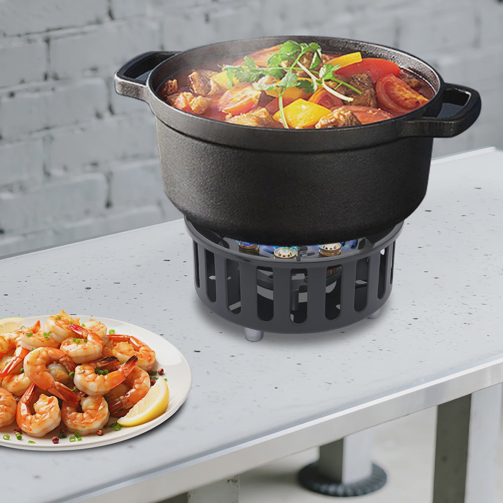 Draagbare Camping Gasbrander 21000W - Krachtige Outdoor Kookplaat met Adapters