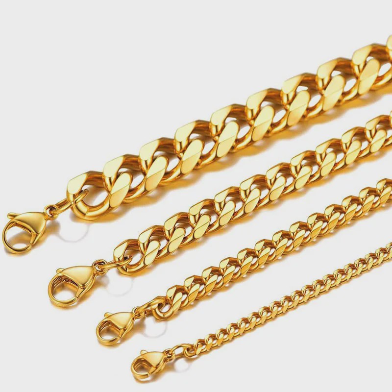 Gouden Roestvrij Stalen Cuban Link Kettingen voor Heren & Dames | 3.5-7MM Breedte | 45-70CM Lengte