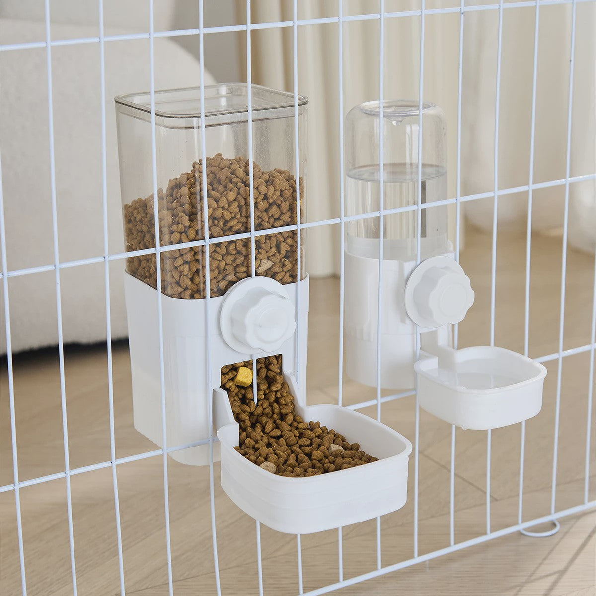 Automatische Dierenvoeder en Waterdispenser voor Kooi - Ideaal voor Hond, Kat, Konijn