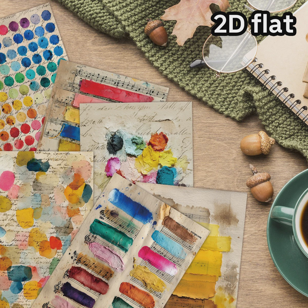 20 Vintage Aquarel Verf Swatch Postkaarten Set - Decoratieve Kunstkaarten voor Collage & Cadeau
