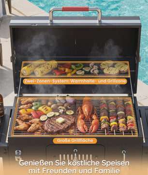 Devoko Professionele Koolbarbecue Trolley met Thermometer en Zijpanelen
