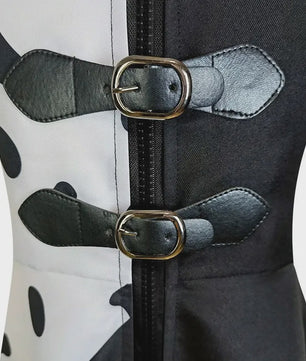 Meisjes Cruella Deville Kostuum - Zwart Dalmatiër Jumpsuit Jurk voor Halloween & Feest