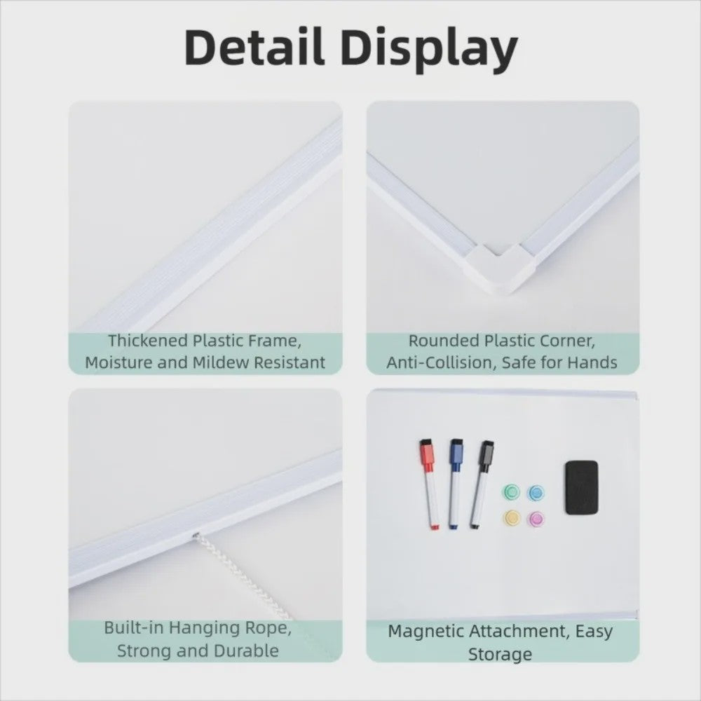 Dubbelzijdig Magnetisch Whiteboard 40x30cm met 3 Markers en 4 Magneten