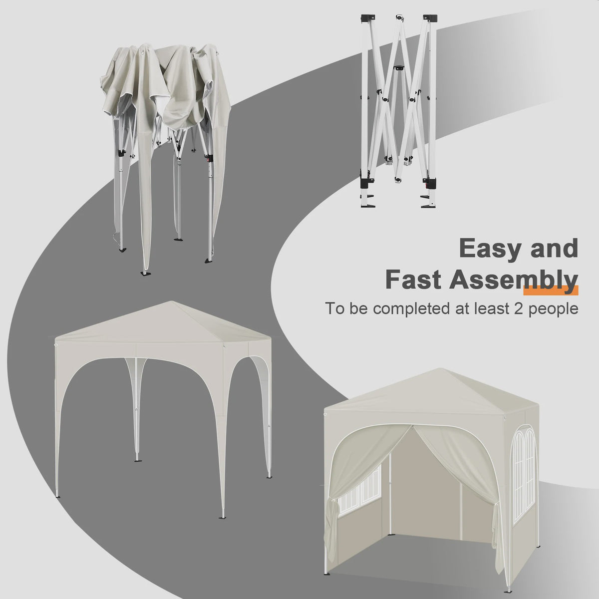Pop-up Tuinpaviljoen 2x2m met Zijwanden - UV-bescherming & Waterdicht