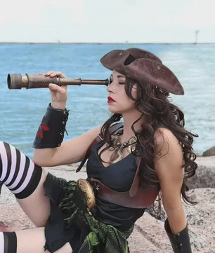 Bruine Nepleren Piratenhoed - Vintage Kapiteinspet voor Feest, Cosplay & Fotografie