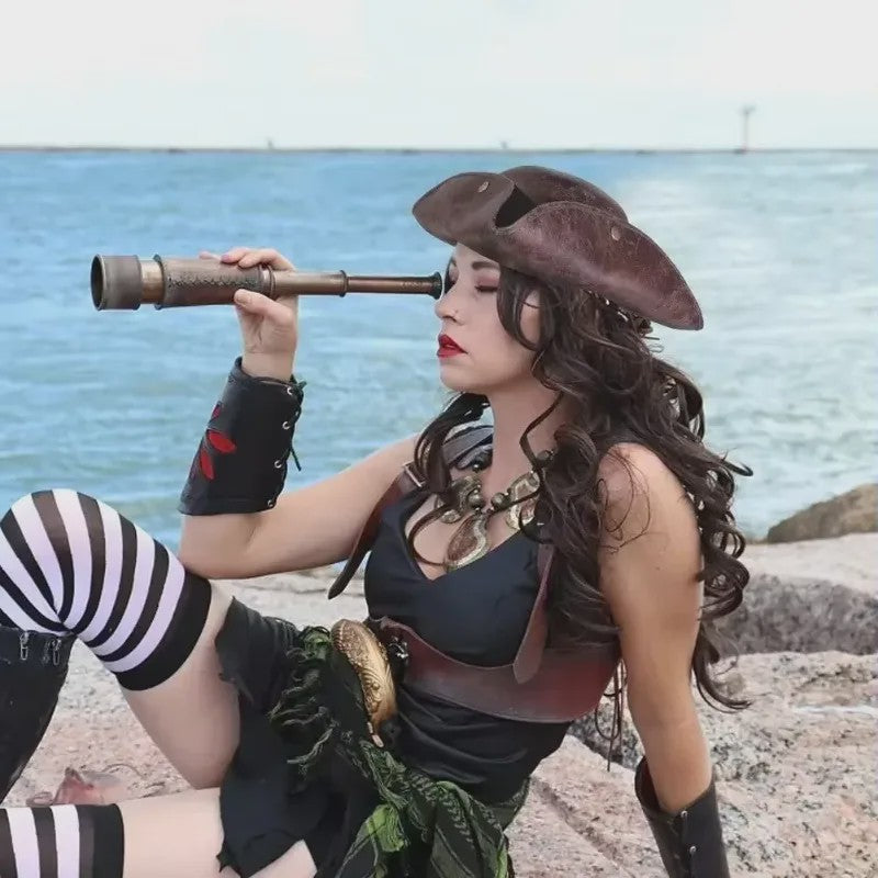 Bruine Nepleren Piratenhoed - Vintage Kapiteinspet voor Feest, Cosplay & Fotografie