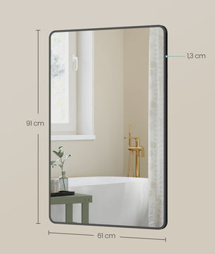 Rechthoekige Wandspiegel met Aluminium Frame en Veiligheidsglas - 61x91 cm