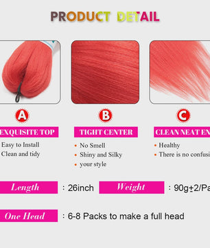 26 Inch Ombre Kleuren Vlechtsel Haar Synthetisch Pre-stretched Jumbo Braids Haar voor Cosplay & Pruiken