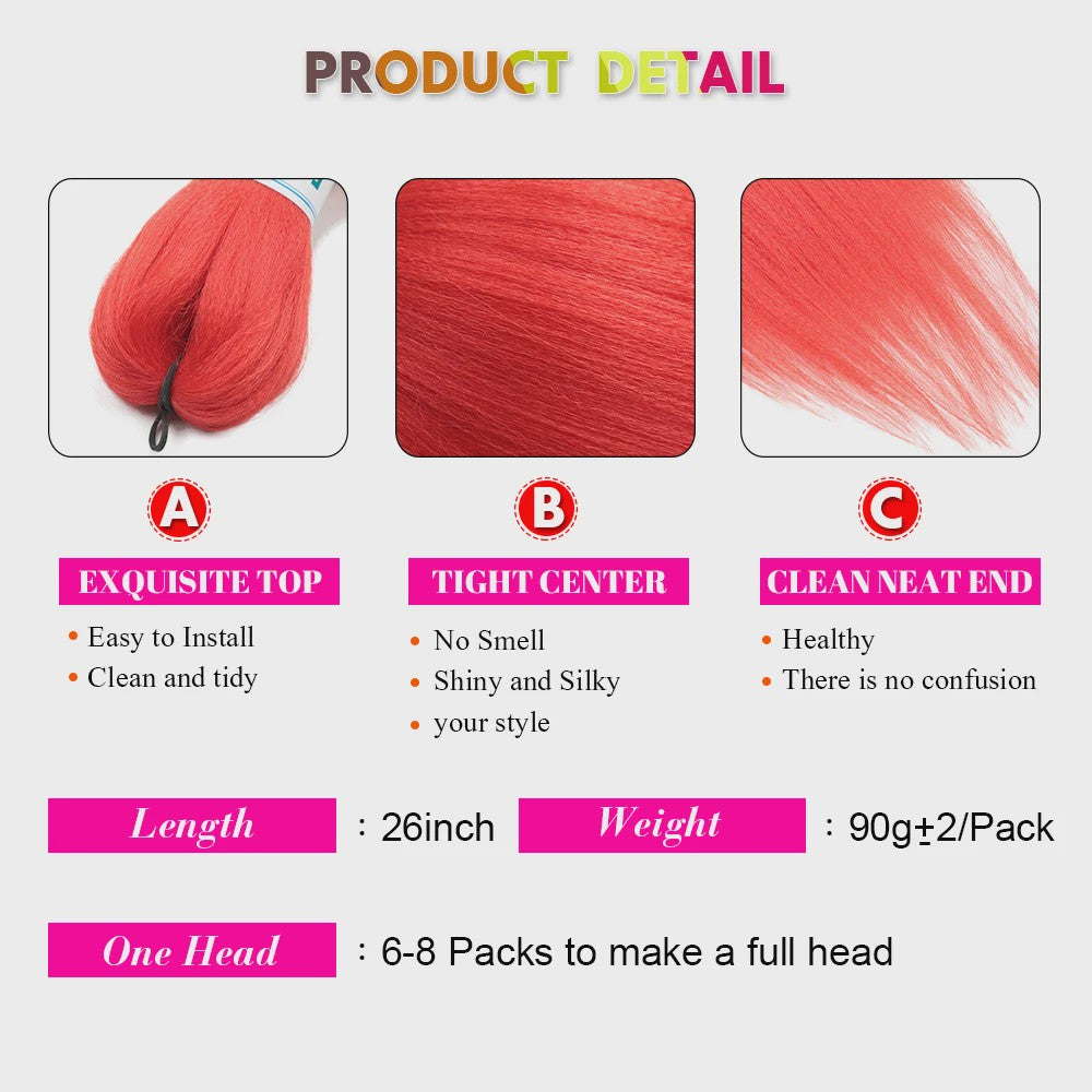 26 Inch Ombre Kleuren Vlechtsel Haar Synthetisch Pre-stretched Jumbo Braids Haar voor Cosplay & Pruiken