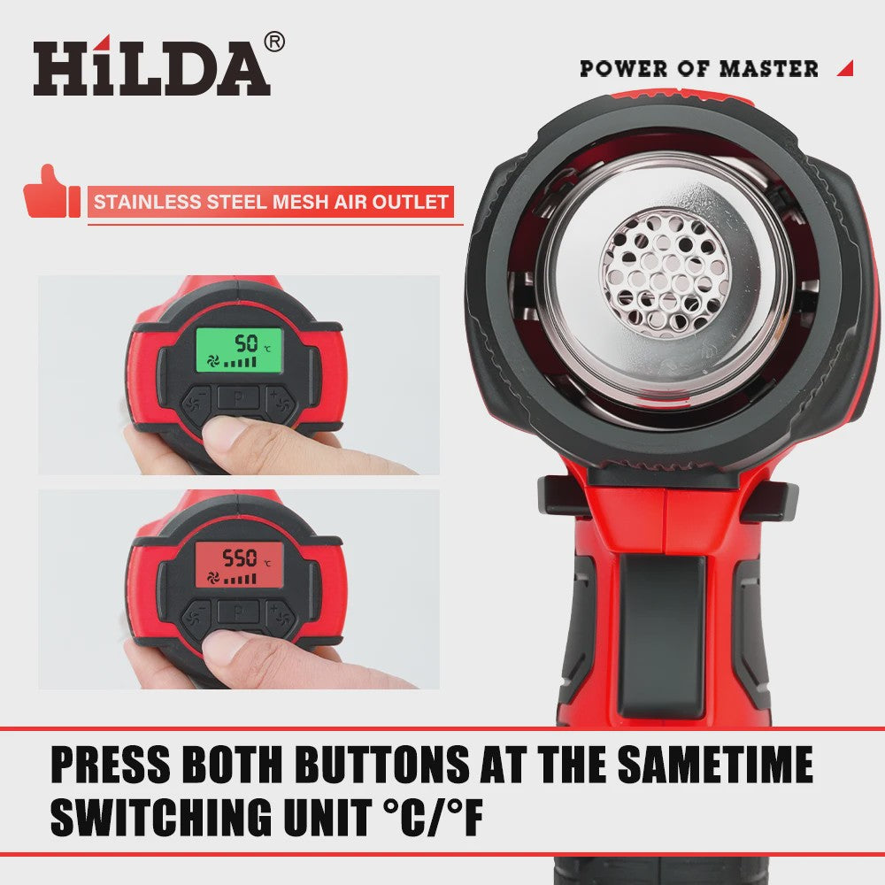 HILDA Accu Hittepistool - Verstelbare Temperatuur & 6 Snelheden - Makita 18V Batterij Compatibel