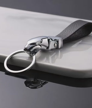 Luxe Luipaardkop Sleutelhanger van Echt Leer & Metaal - Perfect voor Jaguar