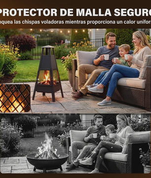 Outsunny Terrashaard met Conische Schoorsteen - Stijlvol & Functioneel, 97cm, Carbon Staal, Zwart