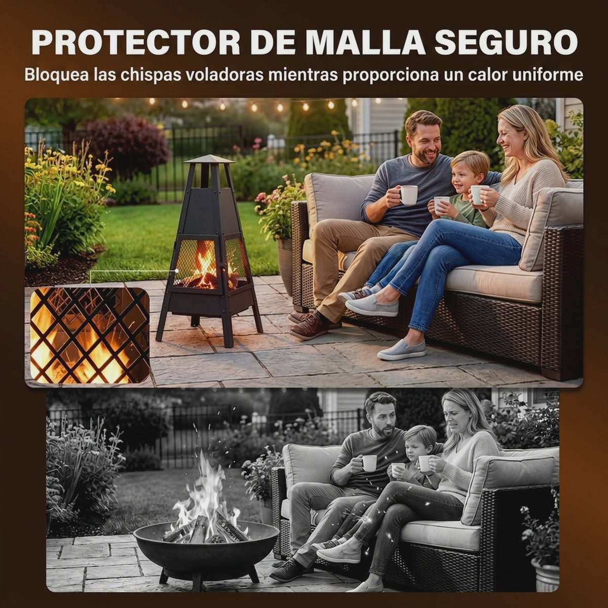 Outsunny Terrashaard met Conische Schoorsteen - Stijlvol & Functioneel, 97cm, Carbon Staal, Zwart