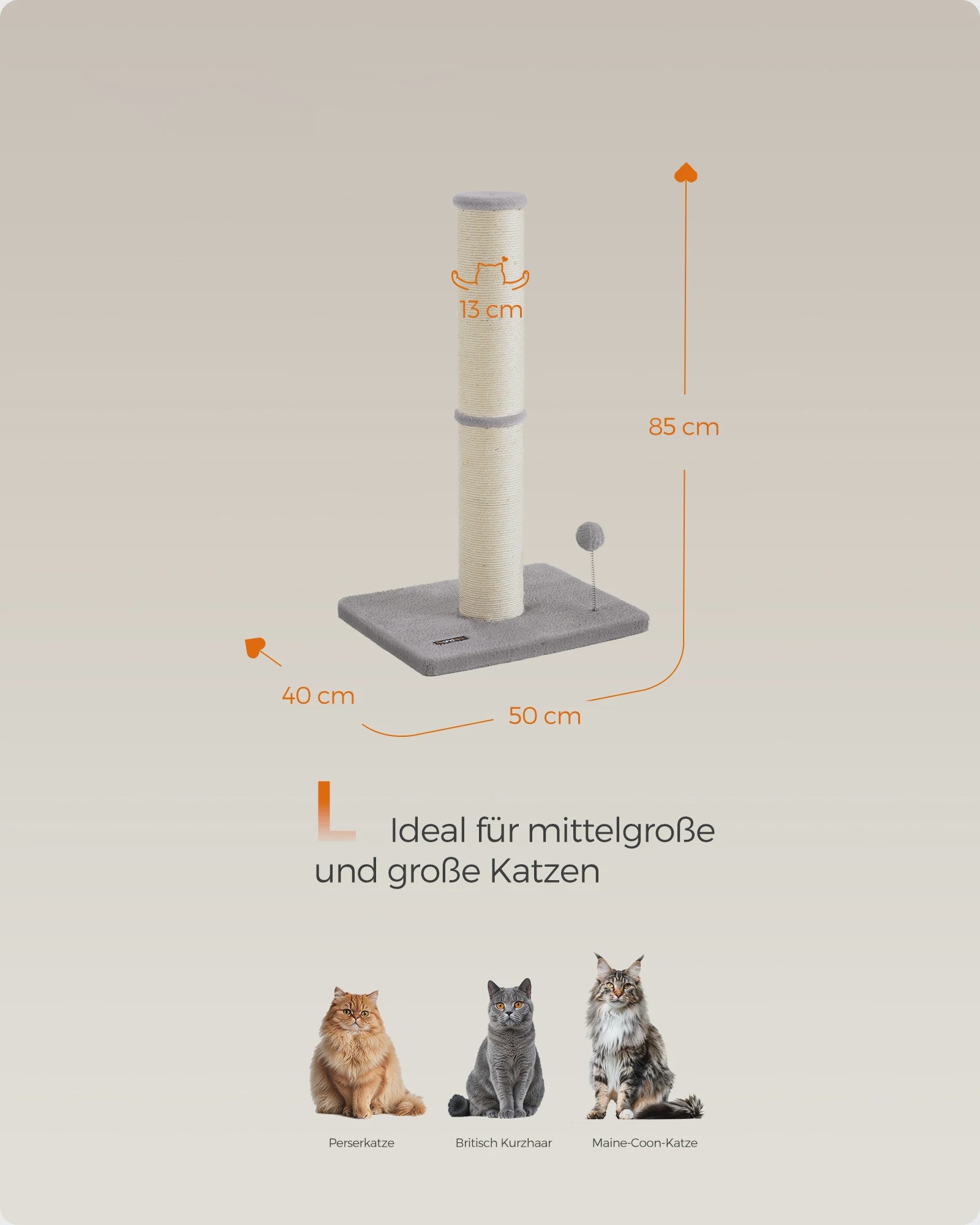 Feandrea Krabpaal 85 cm Hoog met Extra Dikke Stam (13 cm) voor Middelgrote en Grote Katten