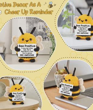 Schattige Gehaakte Bij - Motiverende Decoratie & Positieve Energie Cadeau