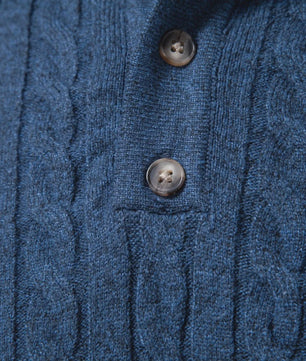 Heren Kabel Gebreide Polo Trui - Casual Slim Fit Herfst Winter