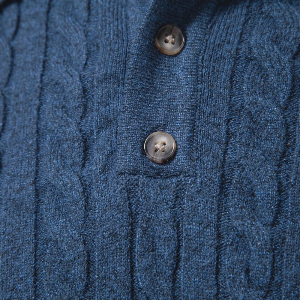 Heren Kabel Gebreide Polo Trui - Casual Slim Fit Herfst Winter