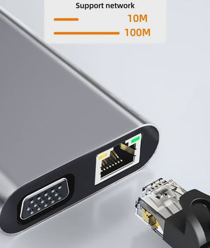 11-in-1 USB-C Hub Docking Station met HDMI, VGA, RJ45 & 100W PD Opladen
