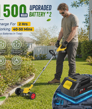 Accu Grastrimmer met Wielen - 3-in-1 Bosmaaier & Kantensnijder - 21V