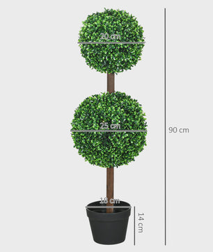 Set van 2 Kunstplanten Buxus Bolvorm 90cm Hoog - Realistisch & Onderhoudsvrij
