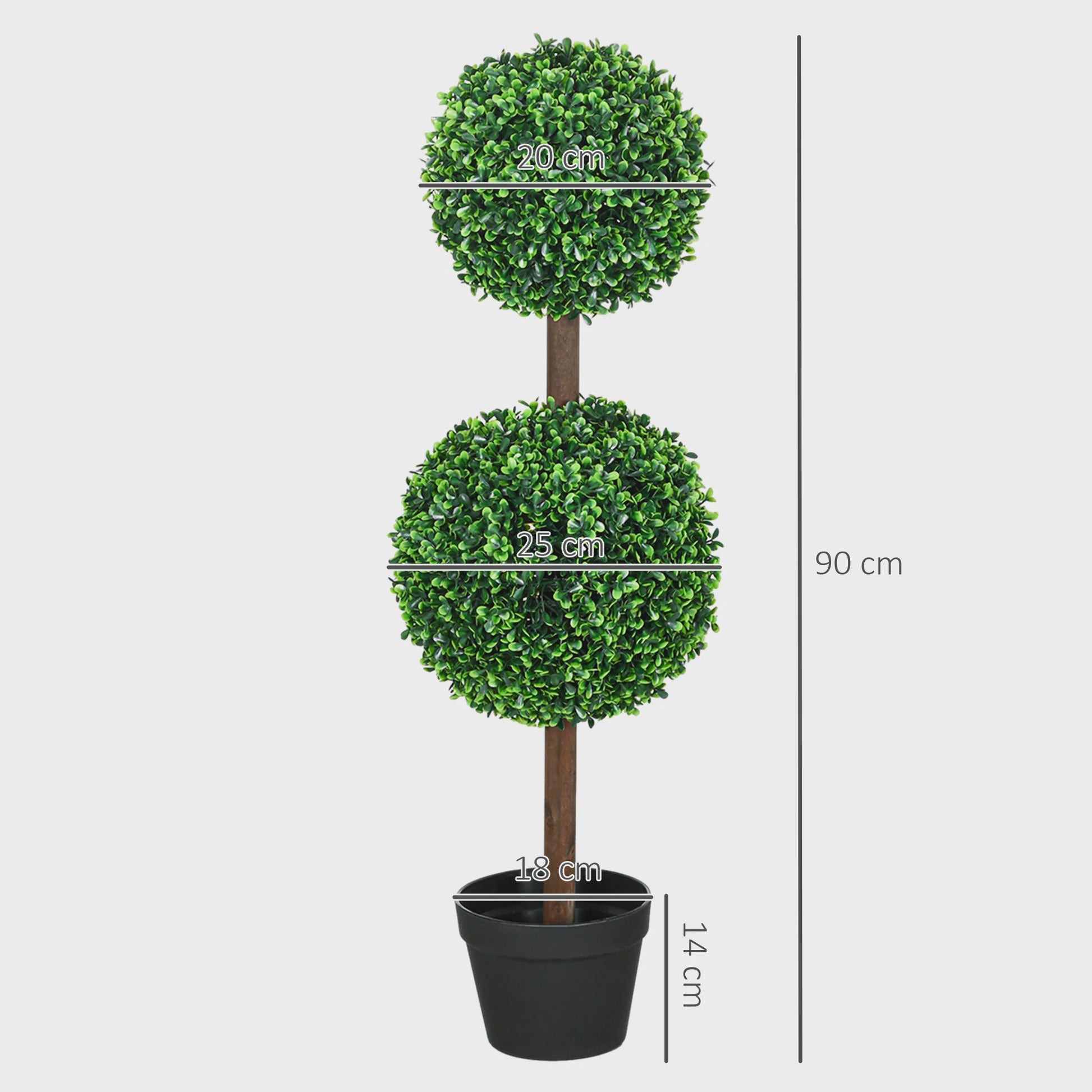 Set van 2 Kunstplanten Buxus Bolvorm 90cm Hoog - Realistisch & Onderhoudsvrij
