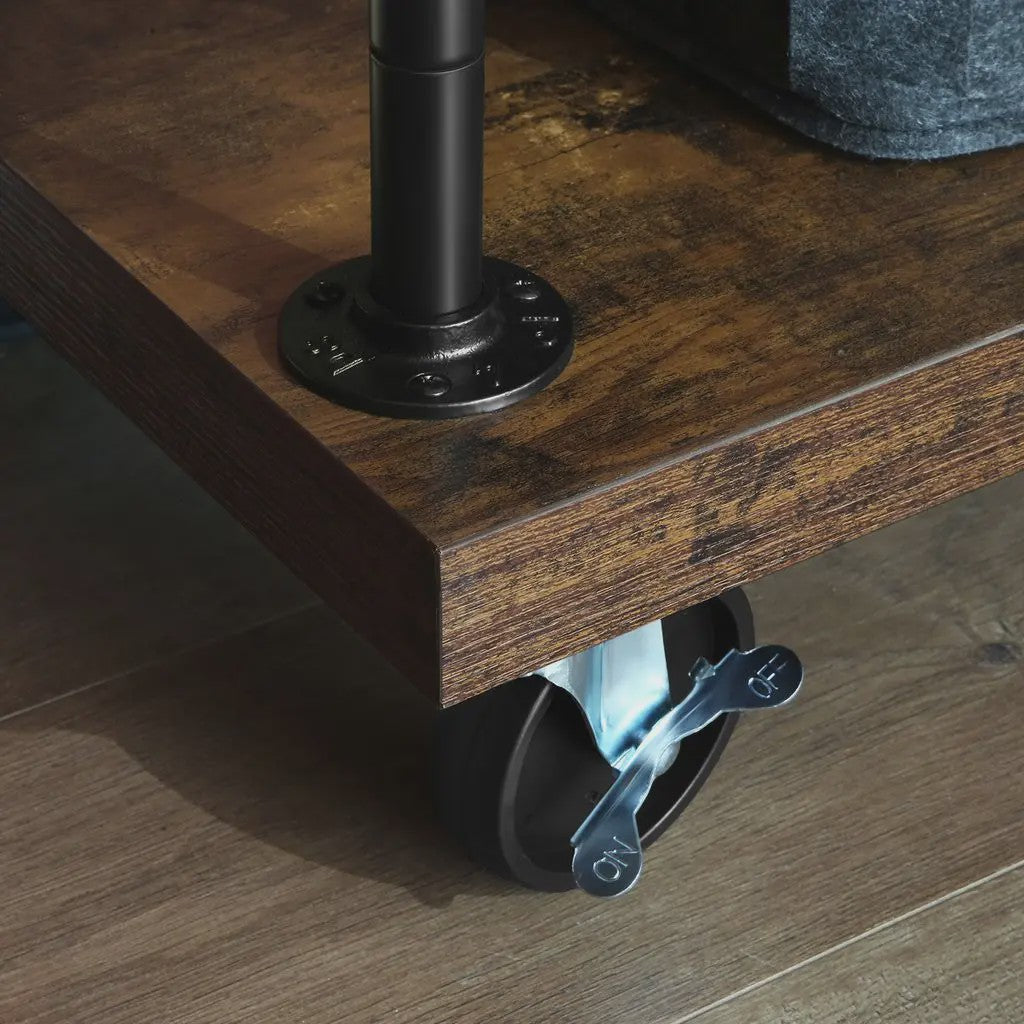 Industriële Kledingrek met Wielen en 5 Opbergplanken