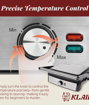 Dubbelzijdige Contactgrill 2200W - Panini Maker & BBQ met Precisie Temperatuurregeling