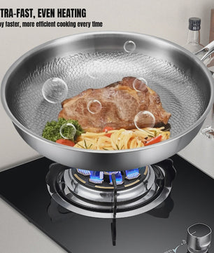 Pure Titanium Koekenpan 30/26cm - Anti-aanbak, Hamerslag Patroon, Titanium Legering