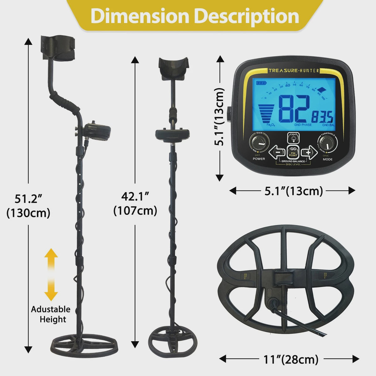 Treasure Hunter GX850 Professionele Metaaldetector - 11" Waterdichte Spoel, Goudzoeker