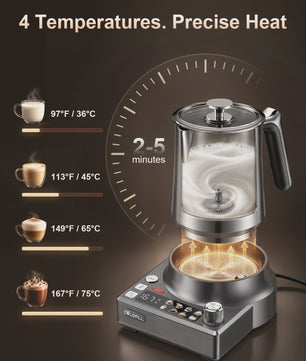 8-in-1 Elektrische Melkopschuimer: 8 Modi, 800ml, RVS, Latte Art & Meer