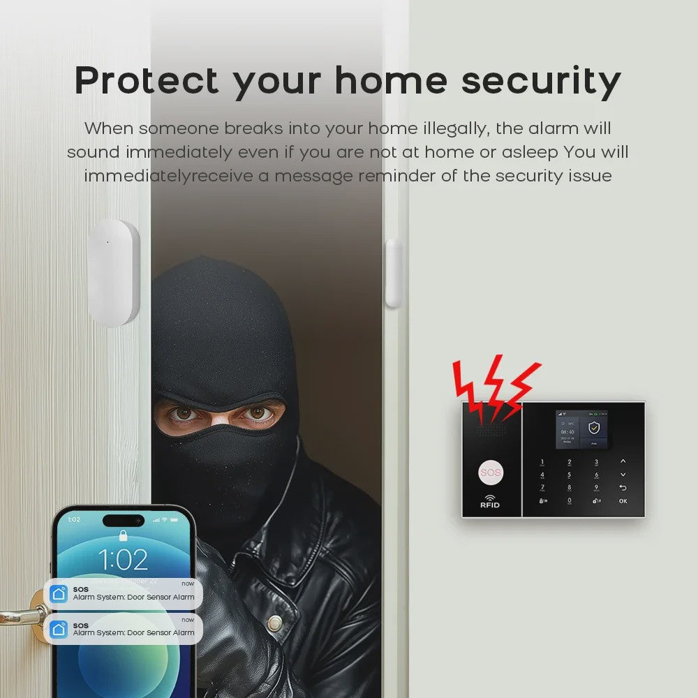 Tuya Smart Home Beveiligingssysteem met 4G WiFi, APP Meldingen en Bewegingsdetector