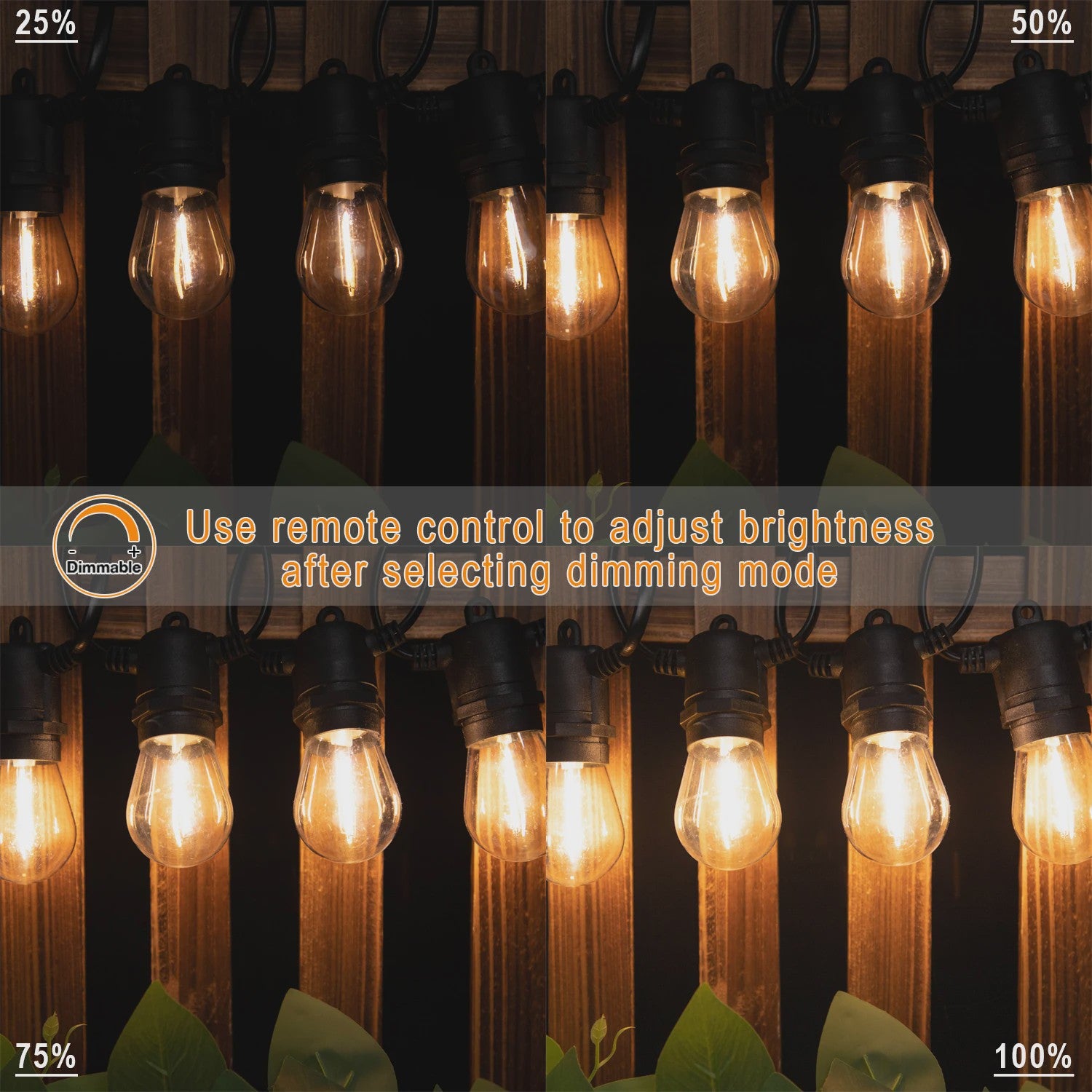 50FT Slinger LED Verlichting Buiten - Dimbare, Kopppelbare en Onbreekbare Tuinlampen