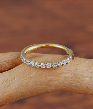 Chique Titanium Huggie Hoop Oorbel met Zirkonia - 16G Piercing Sieraden