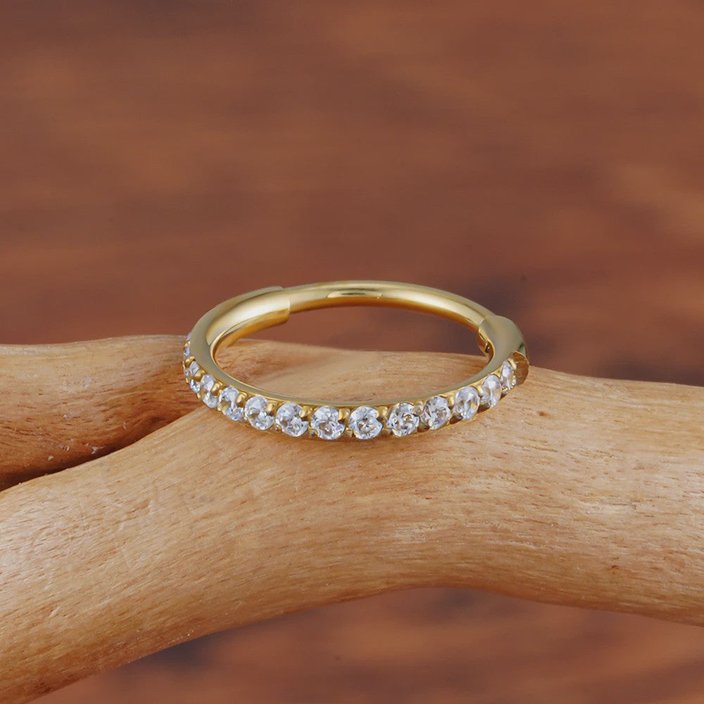 Chique Titanium Huggie Hoop Oorbel met Zirkonia - 16G Piercing Sieraden