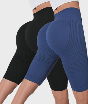 2-Pack Seamless High-Waisted Yoga Shorts met Push-Up Effect - Perfect voor Fitness & Training
