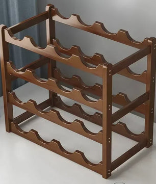 Stijlvol Houten Wijnrek - Decoratieve Flessenhouder voor 12 Flessen
