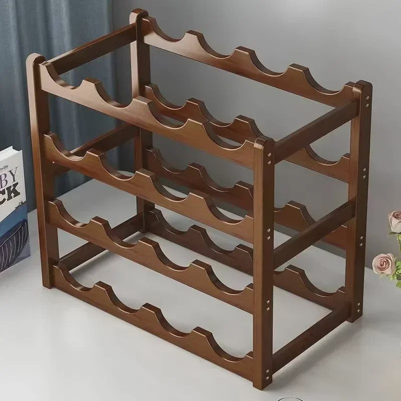 Stijlvol Houten Wijnrek - Decoratieve Flessenhouder voor 12 Flessen