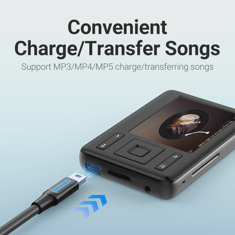 Vention Mini USB 2.0 Kabel - Snelladen & Dataoverdracht voor Camera, MP3, GPS