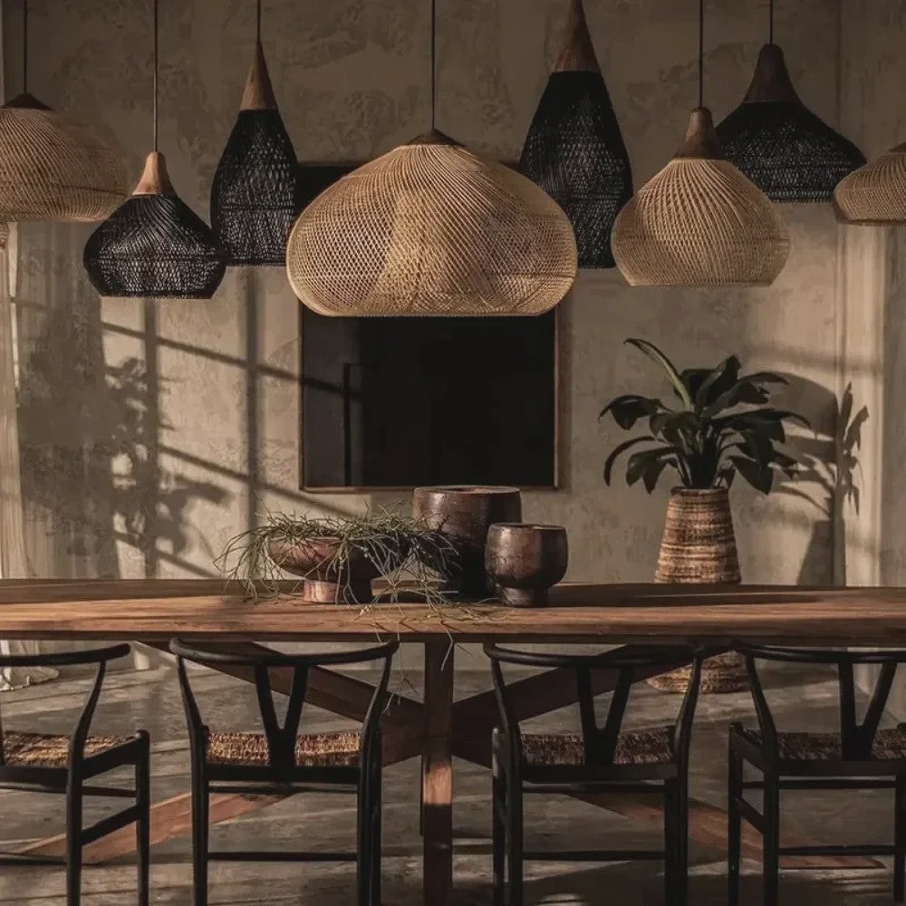 60cm Wabi Sabi Rotan Hanglamp - Japanse Retro Design voor Woonkamer & Eetkamer