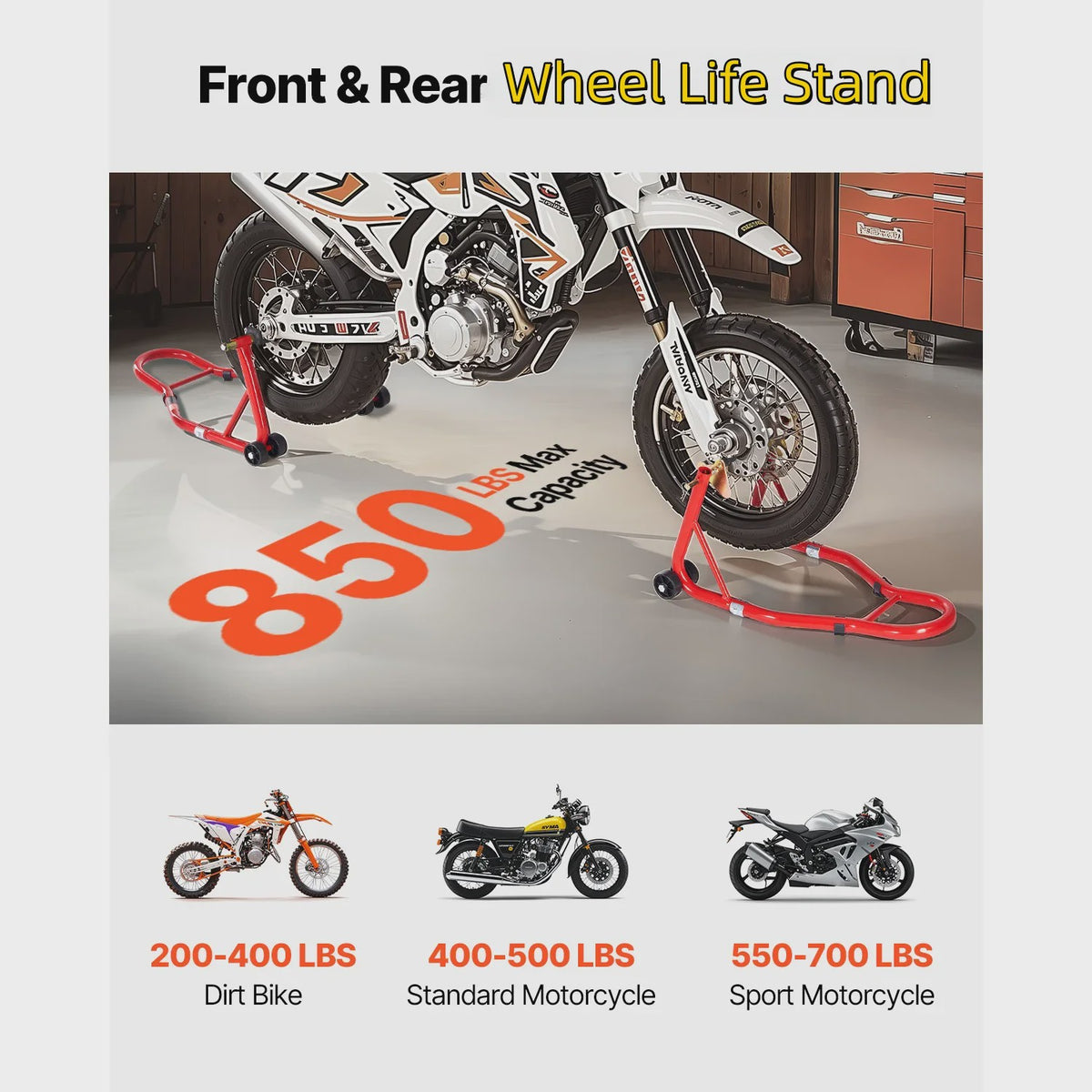 Motorlift Set: Voor- en Achterbrug Stand (850lbs) - Universeel